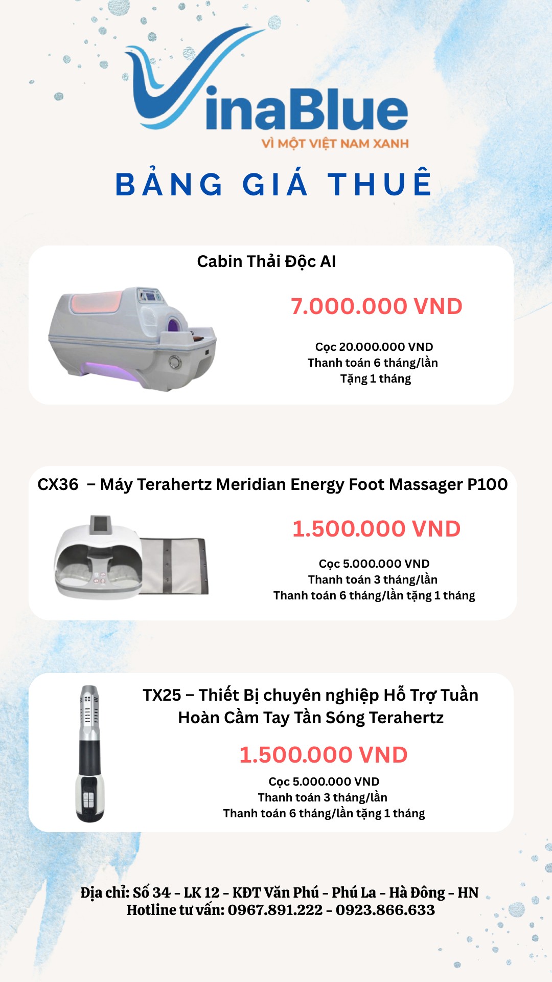 ✨ DỊCH VỤ CHO THUÊ THIẾT BỊ SỨC KHỎE VINABLUE ✨